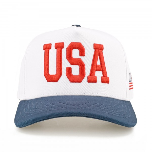 TCM0241
"USA" Embroidered Two Tone Baseball Cap

- One Size Fits Most
- Snap Back Closure
- 100% Cotton