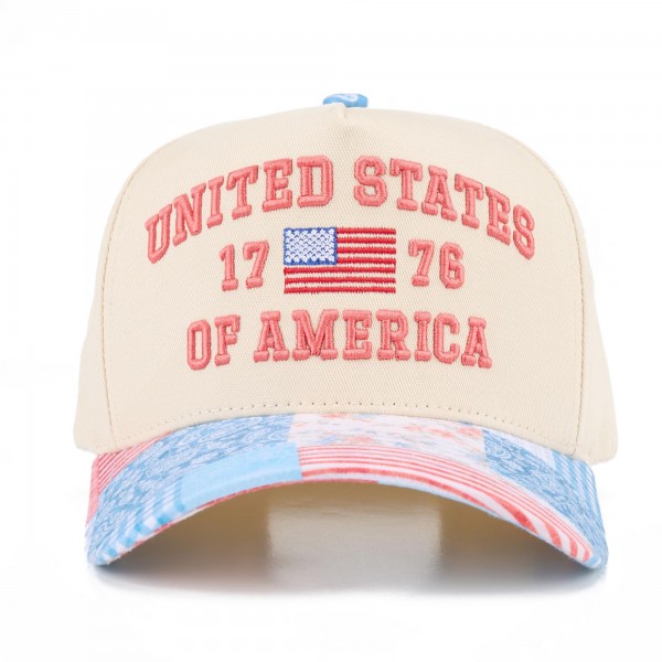 TCM0248
"UNITED STATES OF AMERICA 1776" Embroidered Two Tone Quilted Baseball Cap

- One Size Fits Most
- Snap Back Closure
- 100% Cotton