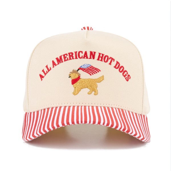 TCM0249
"ALL AMERICAN HOT DOGS" Embroidered Two Tone Baseball Cap

- One Size Fits Most
- Snap Back Closure
- 100% Cotton