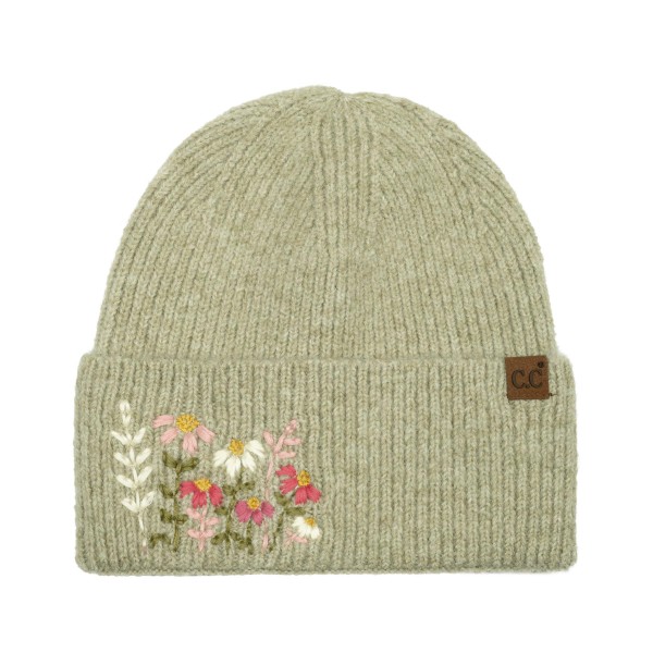 Bring a touch of cottage charm to cold weather style with this floral embroidered knit beanie, featuring a sweet cluster of stitched wildflowers on a fold over cuff and a small leather look patch for a polished finish. The soft heathered knit offers a snug, stretchy fit that keeps you warm without the bulk. An easy everyday layer for fall and winter that pairs perfectly with sweaters and puffers, and a thoughtful gift for boutiques and gift shops.