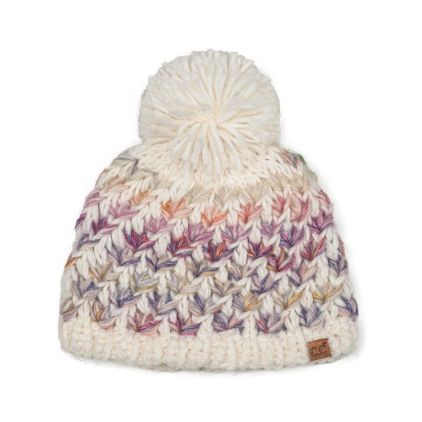 Popcorn Stitch Pom Beanie knit in a textured bubble pattern with a ribbed cuff and a chunky yarn pom on top. The plush, stretchy knit keeps ears warm and has a cozy handmade feel that stands out on the display wall. Great for snow days, ski trips, holiday markets, and weekend errands. Textured knit pom hats are a steady winter seller and an easy gift for teens, moms, and teachers.