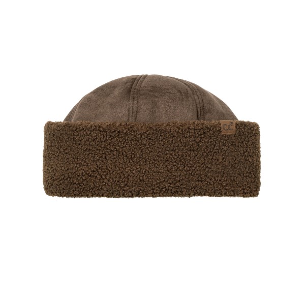 Sherpa Cuff Fisherman Beanie with a smooth suede look crown and a thick, fluffy sherpa band that hugs the head for extra warmth. The short, cropped silhouette sits above the ears for the trending fisherman style that pairs with shackets, puffers, and wool coats. Great for chilly commutes, weekend errands, fall festivals, and ski lodge days. Cozy sherpa hats are a winter must have and an easy gift for teens, moms, and friends.
