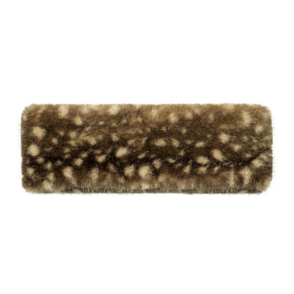 Fawn Print Faux Fur Headwrap made from plush, ultra soft faux fur printed with a sweet fawn spot pattern. The wide band covers the ears for real warmth while leaving room for ponytails, buns, and messy hair days. Perfect for school drop off, holiday markets, ski trips, and cold morning walks. A cute, giftable cold weather accessory that pairs perfectly with the matching scarf and bucket hat for easy add on sales.