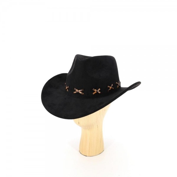 Faux Suede Cowboy Hat With Leopard Stitching

- One Size 
- 100% Polyester 