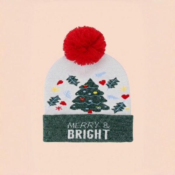 "Merry & Bright" Pom Pom Lurex Beanie 

- One Size Fits Most 
- 100% Polyester 
