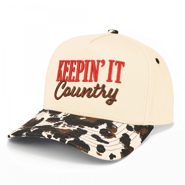 C.C TCM0238
Two Tone Canvas Cow Print Embroidered "KEEPIN' IT Country" Baseball Cap

- Snap Back Closure
- One Size Fits Most
- 100% Cotton