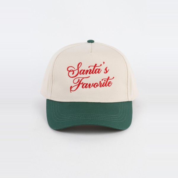 'Santa's Favorite' Embroidered Two Tone Baseball Cap  

- One Size Fits Most
- Snap Back Closure
- 100% Cotton