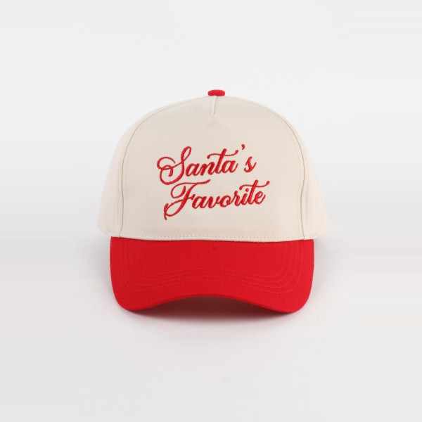 'Santa's Favorite' Embroidered Two Tone Baseball Cap  

- One Size Fits Most
- Snap Back Closure
- 100% Cotton