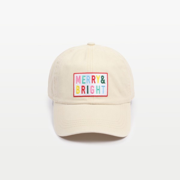 'Merry & Bright' Embroidered Patch Baseball Cap

- One Size Fits Most
- Slide Buckle Adjustment
- 100% Cotton