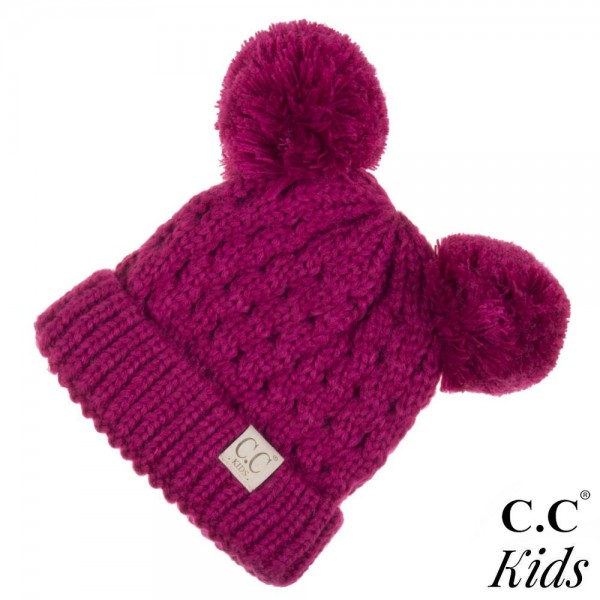 Wholesale c C KID Kids Solid Cable Knit Double Pom Beanie One fits most Kids Acr