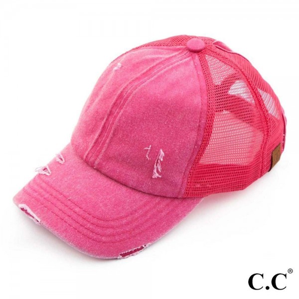 Wholesale c C BT Vintage distressed cotton trucker pony cap mesh back Cotton Adj