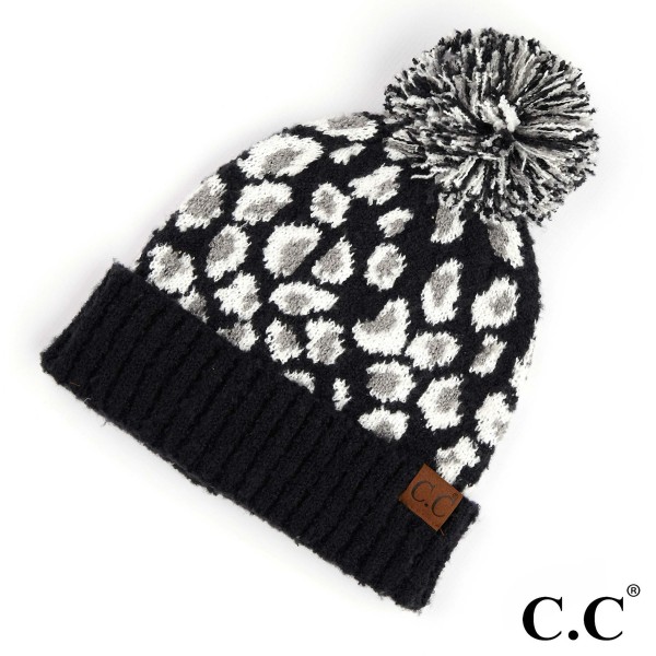 C.C HAT-7001 
Leopard Jacquard Knit Pom Beanie.

- One size fits mot
- 100% Polyester
- Matches C.C HW-7001, SF-7001 and CG-7001