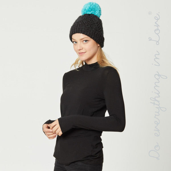 Do everything in Love Brand Chevron Knit Pom Beanie.

- One size fits most Adults
- 68% Acrylic, 32% Polyester