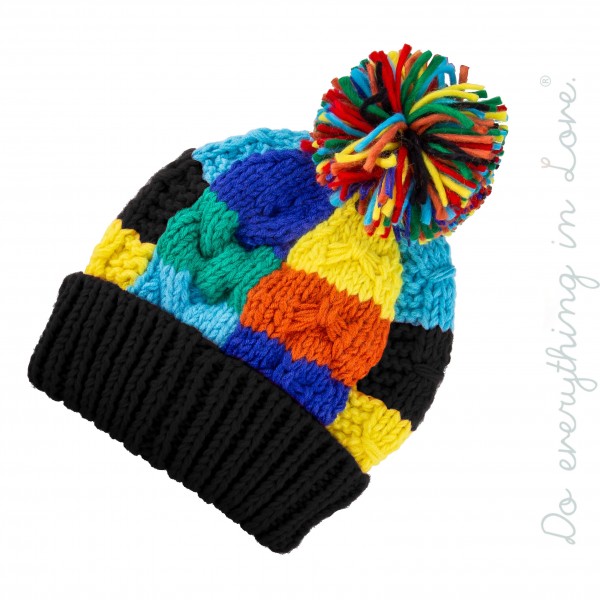 Do everything in Love Chunky Knit Color Block Pom Beanie.

- One size fits most 
- 100% Acrylic