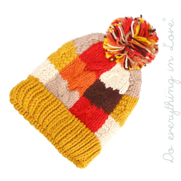 Do everything in Love Chunky Knit Color Block Pom Beanie.

- One size fits most 
- 100% Acrylic