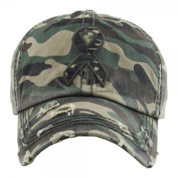 Wholesale vintage Distressed Camouflage Breast Cancer Awareness Baseball Cap One