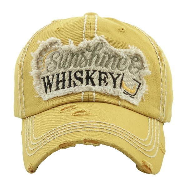 Wholesale sunshine Whiskey embroidered vintage distressed baseball cap One fits