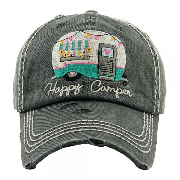 Wholesale happy Camper embroidered vintage distressed baseball cap One fits mos