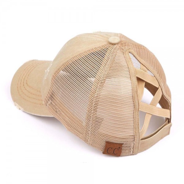 C.C BT-780
Distressed Criss-Cross Pony Cap

- One Size Fits Most
- Criss-Cross Pony Tail Opening 
- Adjustable Velcro Closure
- 60% Cotton 40% Polyester