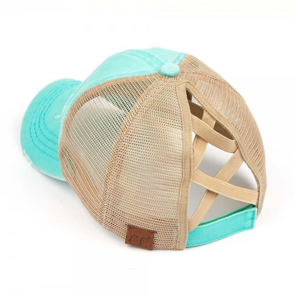 C.C BT-780
Distressed Criss-Cross Pony Cap
- One Size Fits Most
- Criss-Cross Pony Tail Opening 
- Adjustable Velcro Closure
- 60% Cotton 40% Polyester