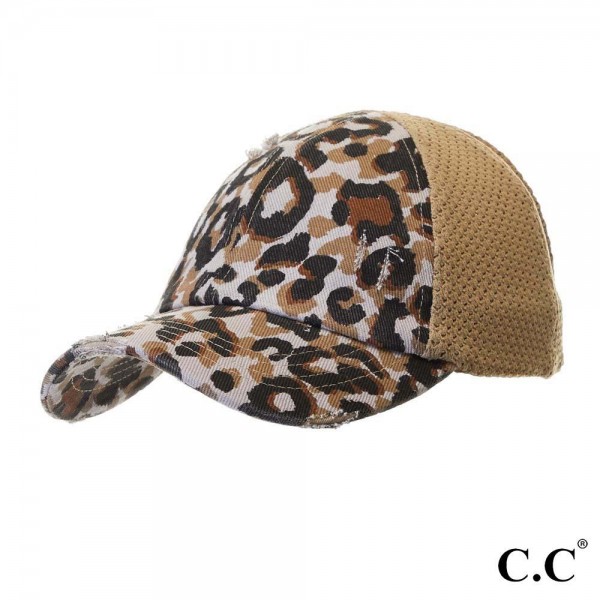C.C BT-786
Leopard Print Distressed Baseball Cap with Knit Mesh Back

- 1.5" Elastic band
- Two way stretch
- Ultra lightweight
- 60% Cotton / 35% Polyester / 5% Spandex