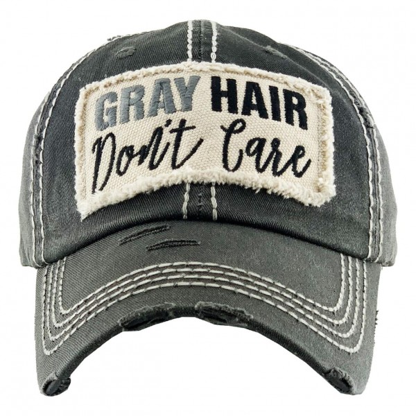 Wholesale vintage Distressed Grey Hair Don t Care Baseball Cap One fits most Adj