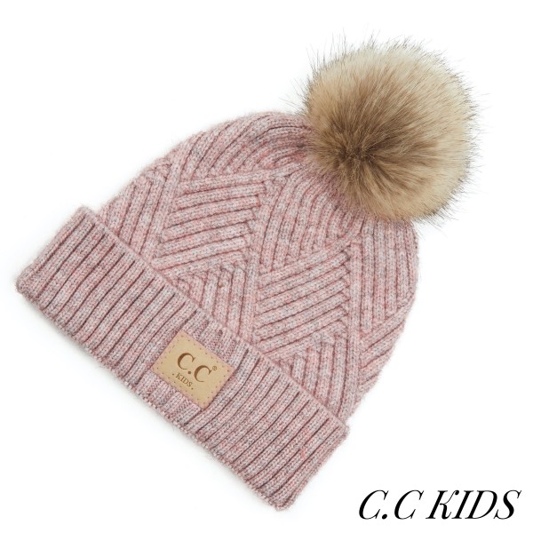 C.C KIDS-2060
Diagonal Stripes Criss-Cross Pattern Beanie With Pom for Kids

- One Size Fits Most (1-4 years)
- 47% Rayon / 31% PBT / 22% Nylon