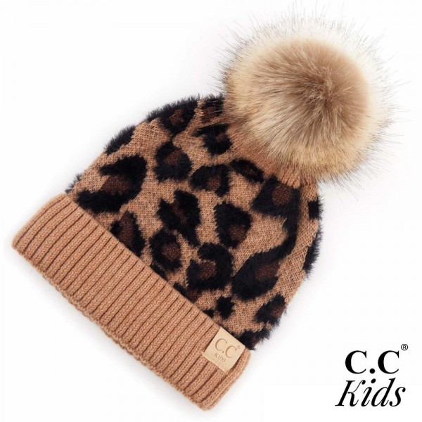 C.C KIDS-2061
Kids Leopard Print Faux Fur Pom Beanie.

- One size fits most
- 47% Rayon / 31% PBT / 22% Nylon