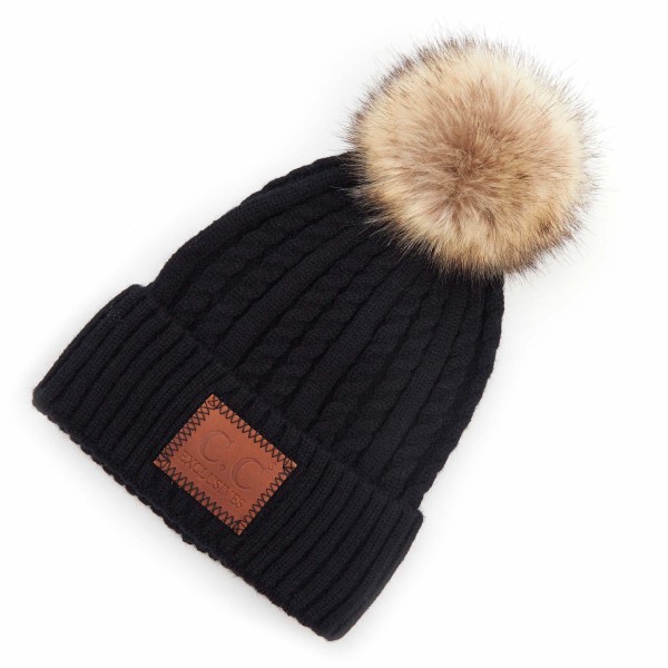 Wholesale c C HAT Double Braided Knit Pom Beanie C C Brand Leather Patch One fit