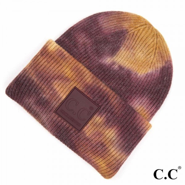 Wholesale c C HAT Tie Dye Knit Beanie C C Brand Rubber Patch Cuff One fits most