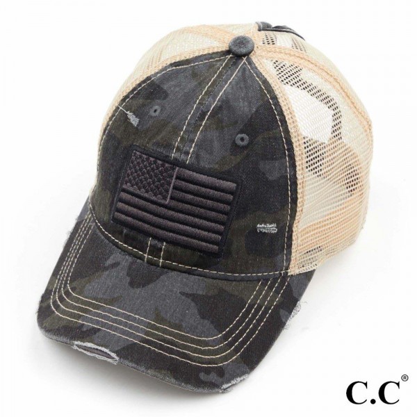 Wholesale c C BT Vintage Distressed Camouflage American Flag Embroidered Basebal