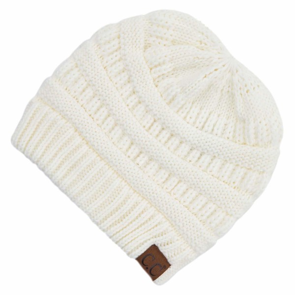 C.C CCB-1 Ribbed Knit Beanie Featuring Criss-Cross Ponytail Detail. - Multiple Ways to Wear - Criss-Cross Ponytail Detail - One size fits most - 100% Acrylic view 5