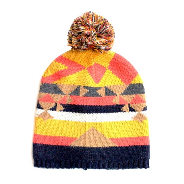 Wholesale orange yellow black aspen pattern toboggan hat Acrylic One fits most