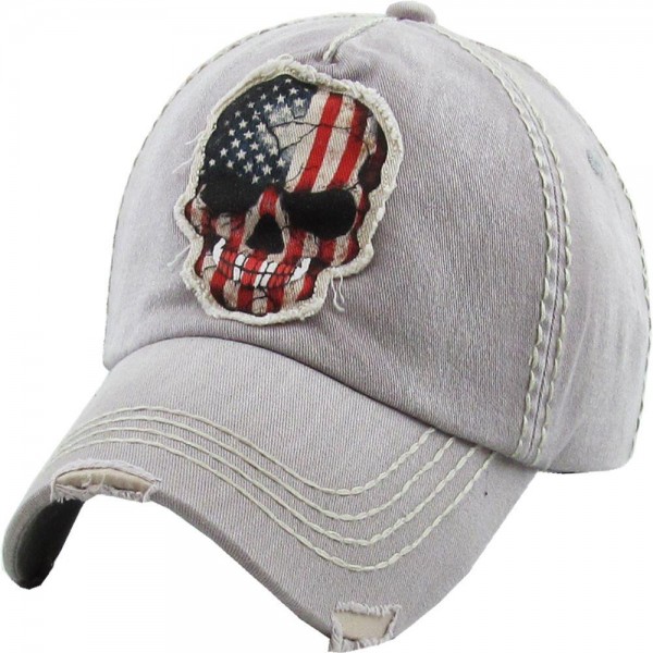 Wholesale vintage Distressed American Skull Baseball Cap One fits most Adjustabl