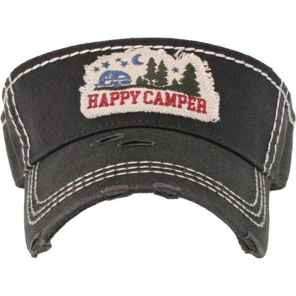 Wholesale happy Camper Embroidered Distressed Sun Visor One fits most Adjustable