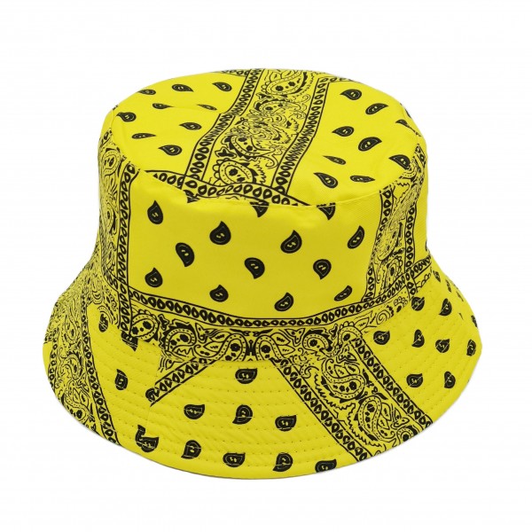 Bandana Print Bucket Hat. 

- 100% Polyester
- One Size Fits Most
- Brim is Approximately 2.5" 