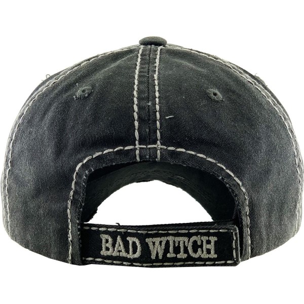 Vintage Distressed Halloween Baseball Cap Featuring Bad Witch Embroidered Detail. - One Size Fits Most - Adjustable Velcro Closure - 100% Cotton view 5
