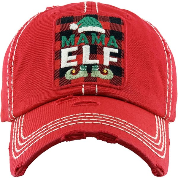 Mama Elf Vintage Distressed Baseball Cap

- One size fits most
- Adjustable Velcro Closure
- 100% Cotton