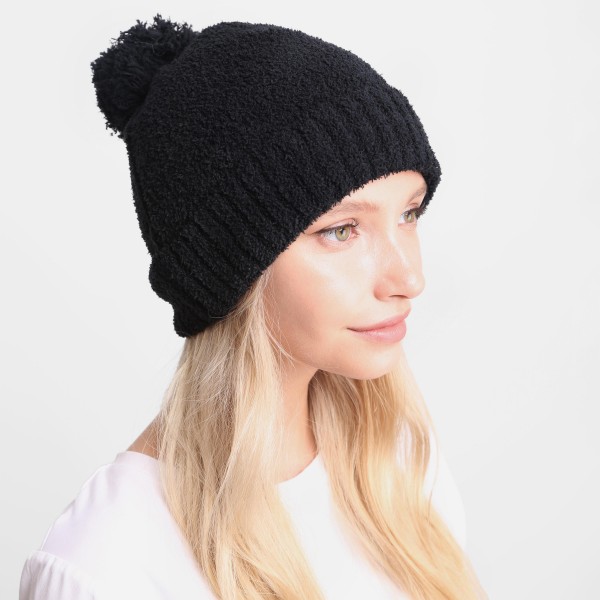 Solid Print Comfy Luxe Beanie. 

- One Size Fits Most 
- 100% Polyester  