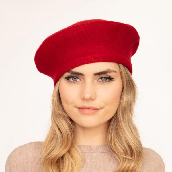 Solid Color Knit Beret Hat. - One Size Fits Most - 20 display picture 1