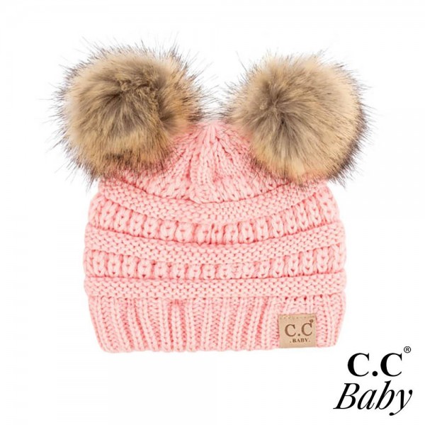 C.C BABY-43-POMPOM
Knit beanie featuring double faux fur pom pom.

-One size fits most: baby
-100% Acrylic