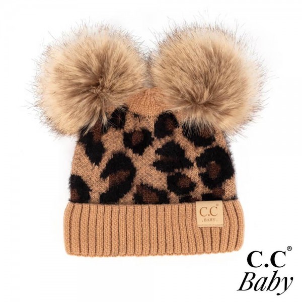 C.C BABY-2061-POM
Baby Leopard Print Faux Fur Double Pom Beanie.

- One size fits most
- 47% Rayon / 31% PBT / 22% Nylon