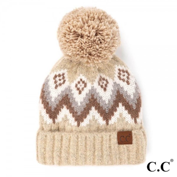 Wholesale c C HAT Aztec Chevron Pattern Cuff Beanie Knit Pom Acrylic Nylon One F