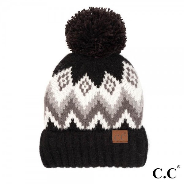 Wholesale c C HAT Aztec Chevron Pattern Cuff Beanie Knit Pom Acrylic Nylon One F