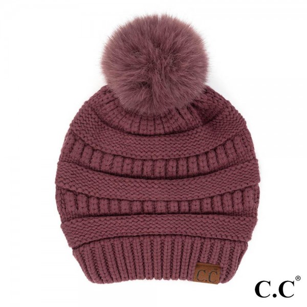 C.C HAT-7002 
Knit Beanie with Faux Fur Pom

- One Size Fits Most
- 52% Viscose / 28% Polyester / 20% Nylon