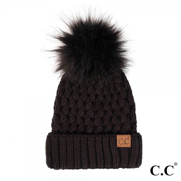 Wholesale c C YJ Lattice Crossover Stitch Pattern Knit Pom Beanie One Fits Most