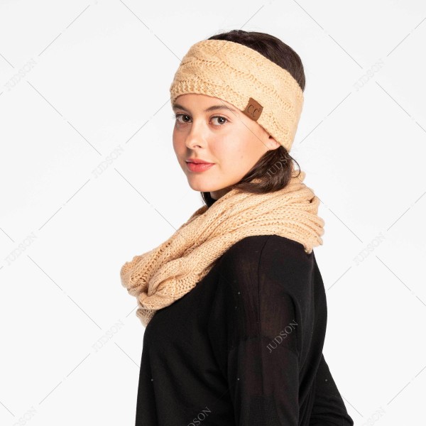 C.C HW-20 Solid Cable Knit Headwrap. - 100% Acrylic - One size fits most view 5
