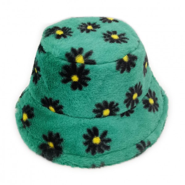 Faux Fur Floral Print Bucket Hat

- One Size Fits Most
- Adjustable Drawstring
- 100% Polyester