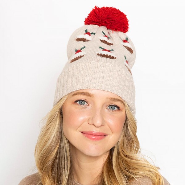 Wholesale knit Christmas Cupcake Beanie Pom One Fits Most Acrylic