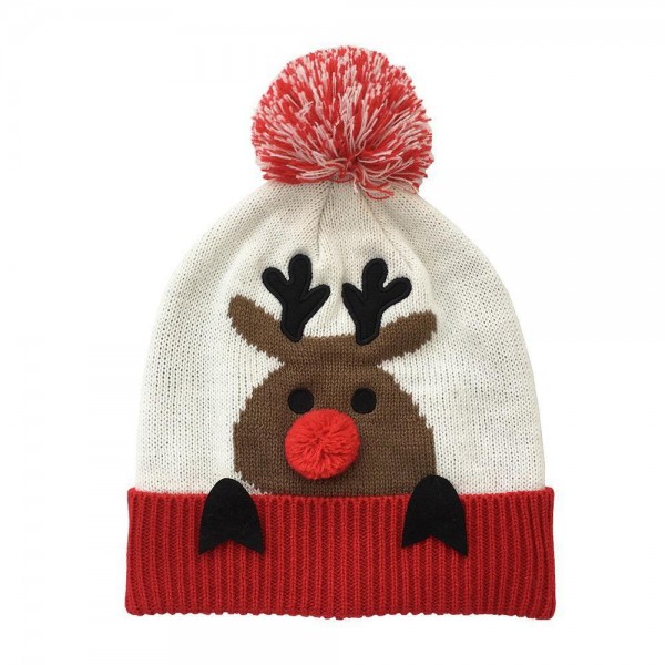Holiday Reindeer Beanie With Yarn Pom

- One Size Fits Most
- 100% Acrylic